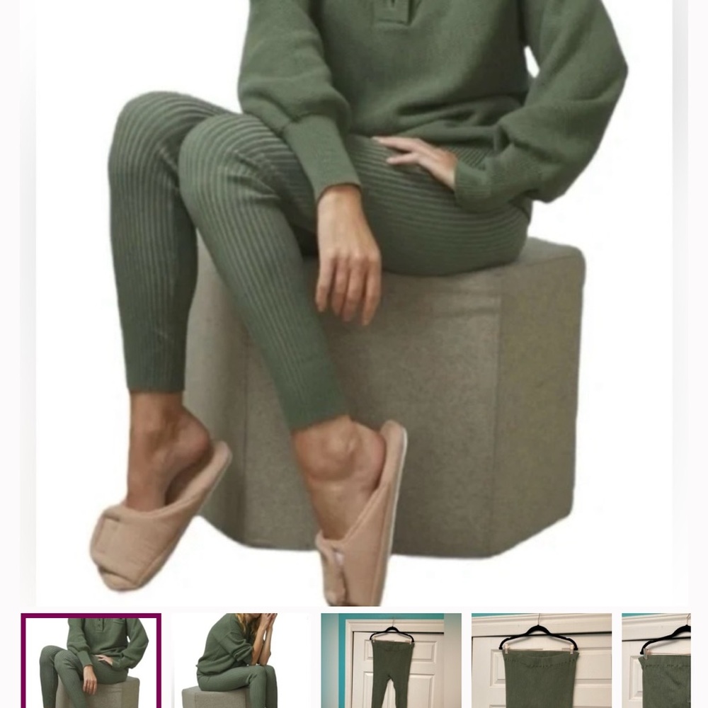 LUNYA Cozy Green Knit silk cotton leggings